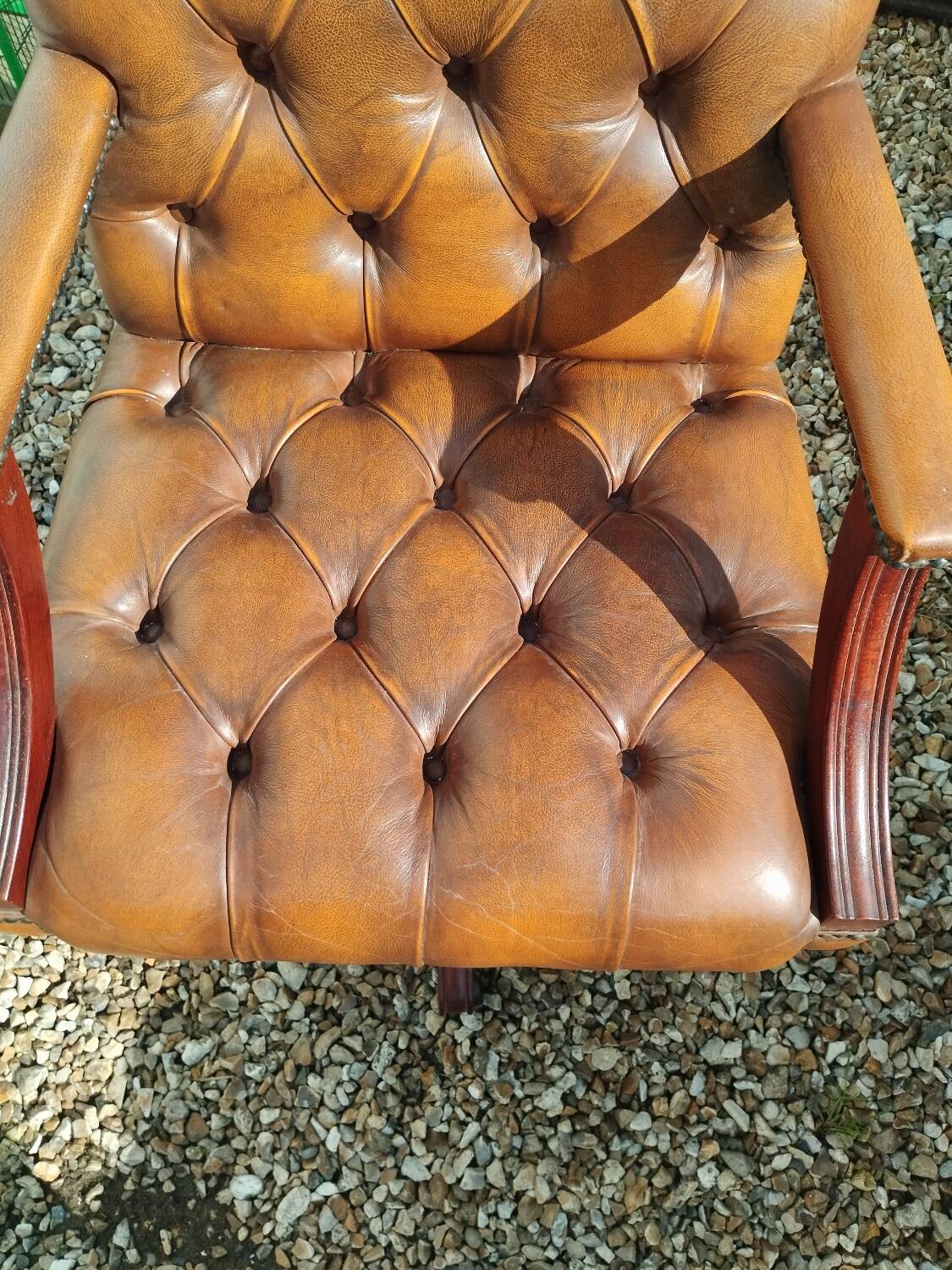 Chesterfield desk chair in antique leather