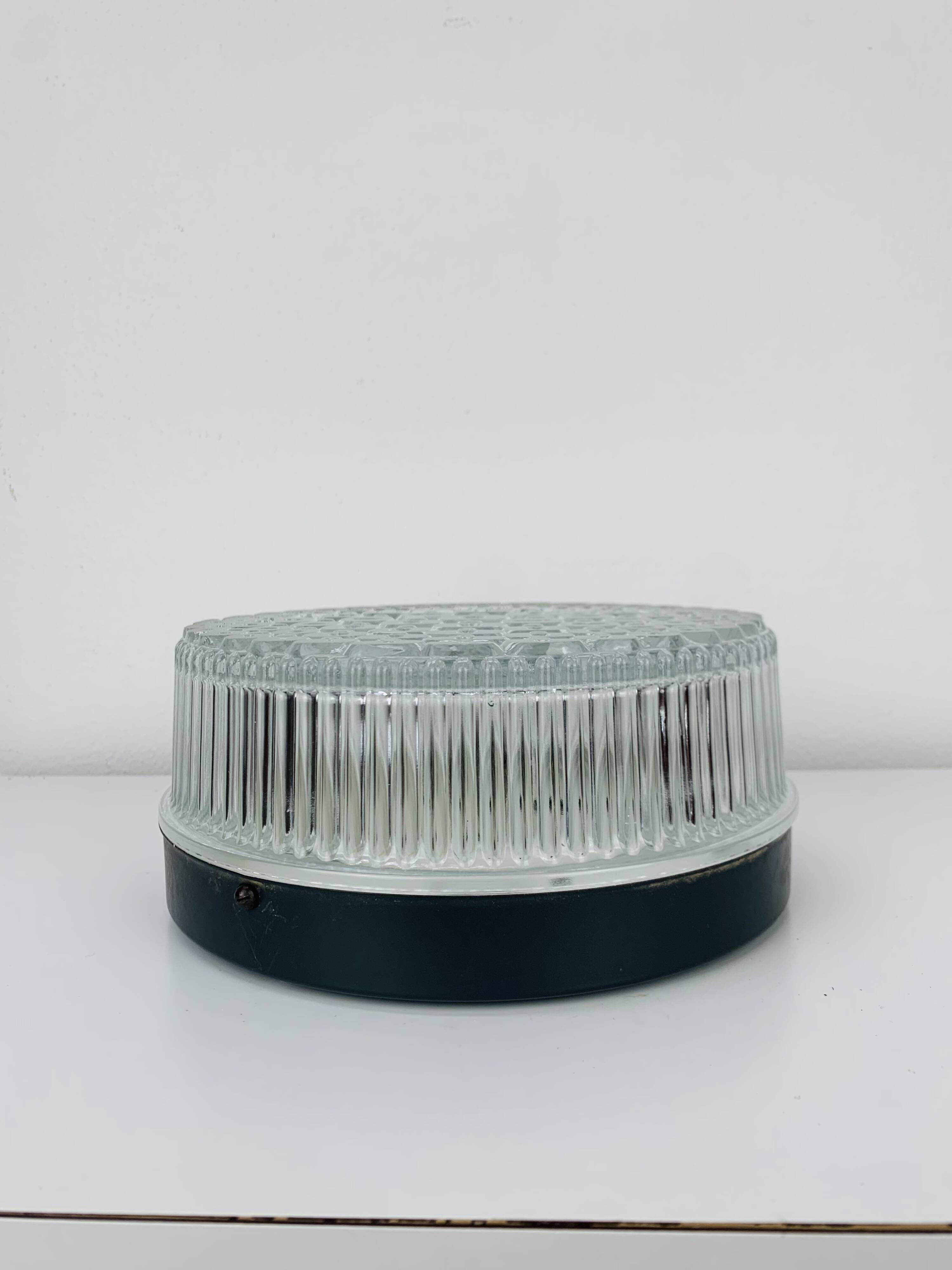 Round molded glass wall light from the 50s, ceiling light