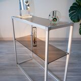 Aluminium and smoked glass console/shelf 1970-80
