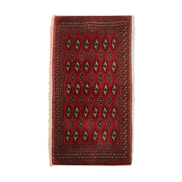 Red wool persian turkmen rug handwoven oriental small area rug- 60x130cm