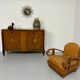 Antique art deco sideboard from the 1930s with veneered wood and bronze insert
