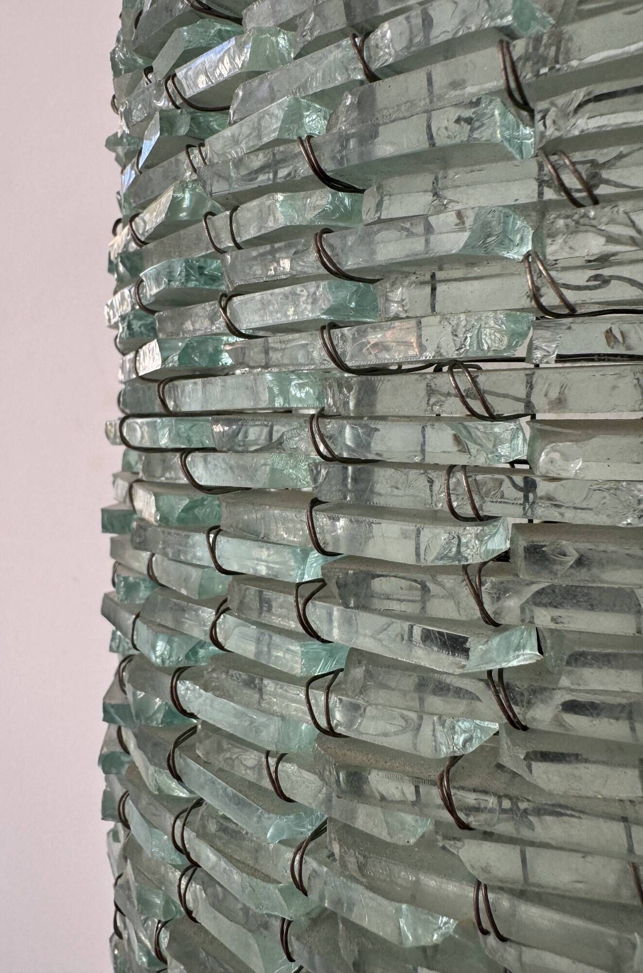 Vintage XL glass and metal wall light, France 1960
