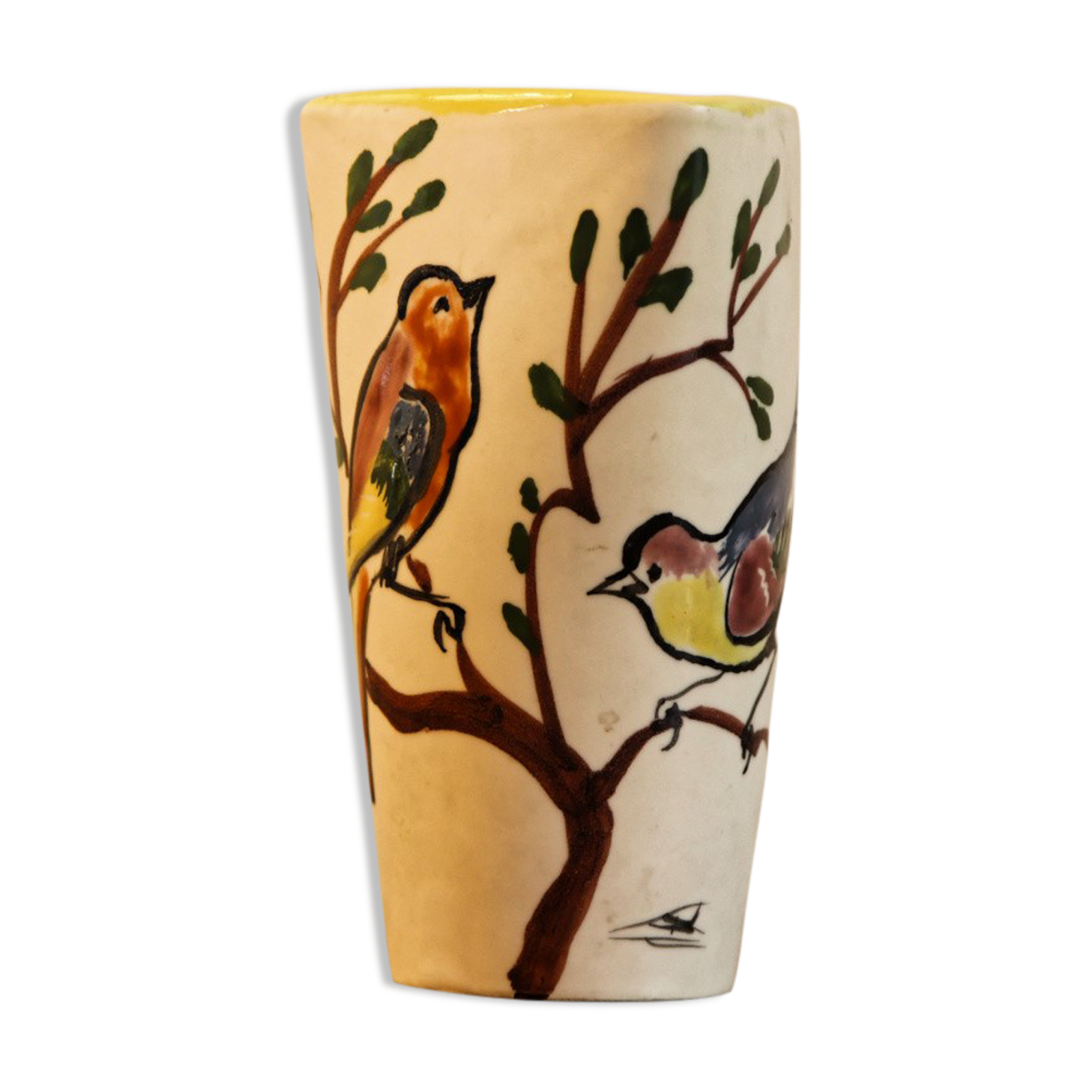 Vase Vallauris signed, birds