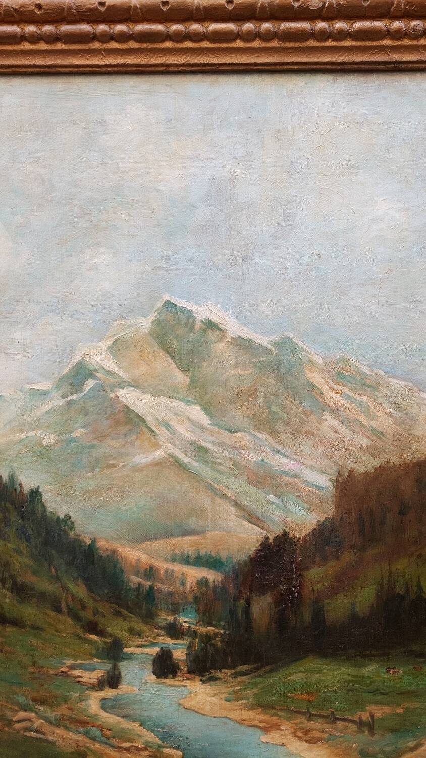 Large antique mountain painting
