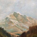 Grand tableau ancien montagne