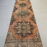 Distressed Turkish Runner 393x81 cm wool Vintage Tribal Rug