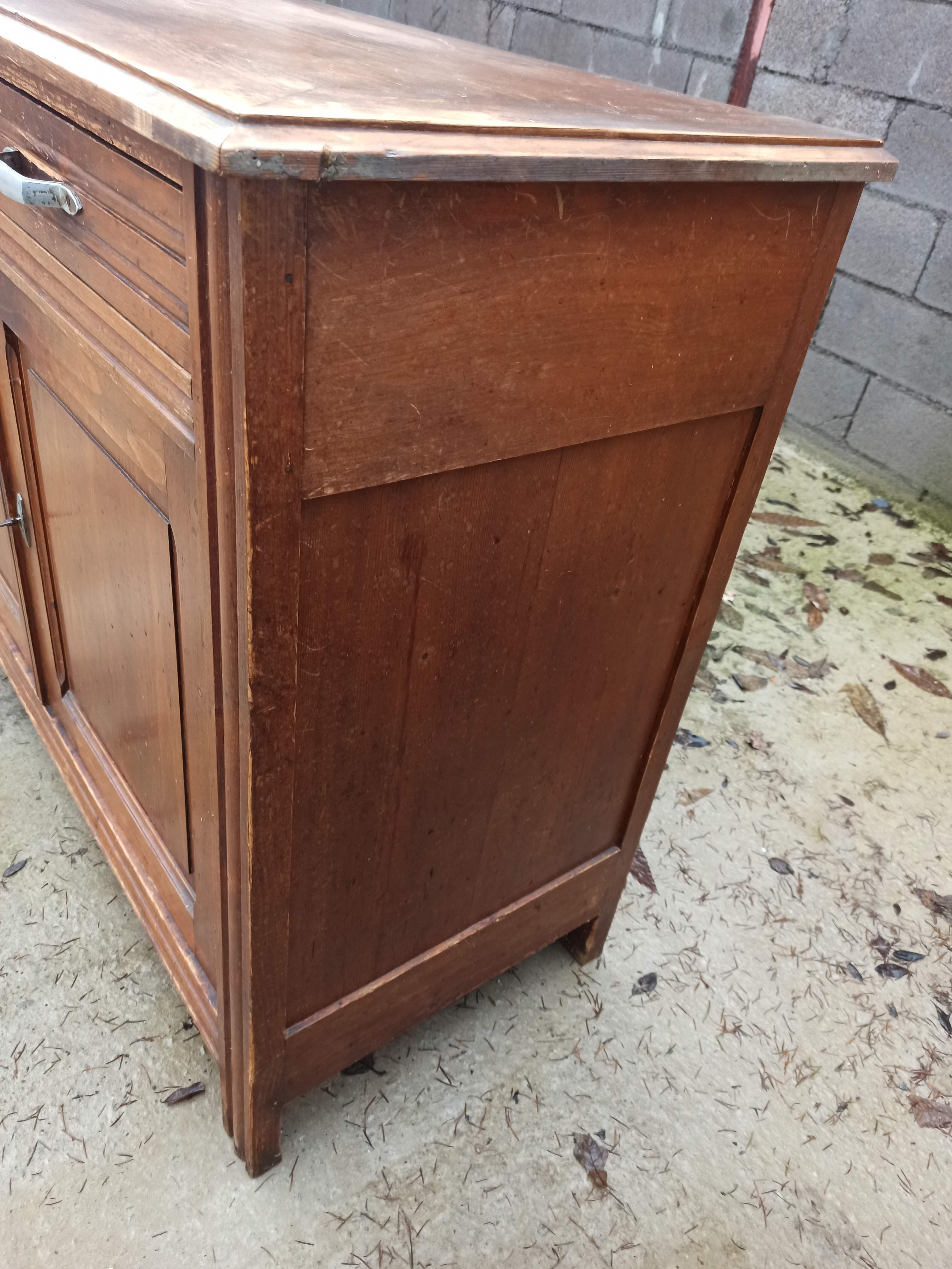 Low Parisian wooden sideboard 2 doors 2 drawers