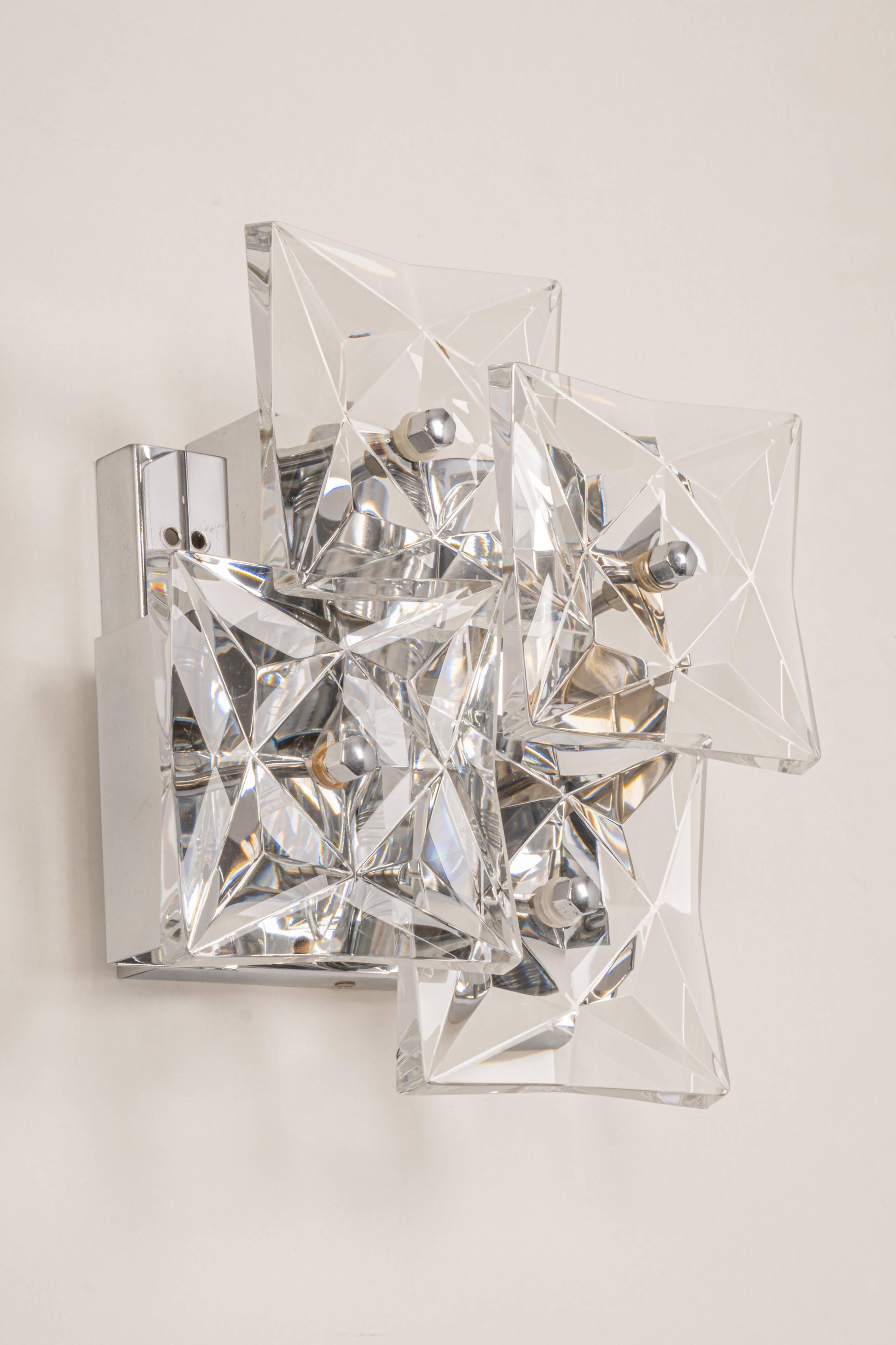 Pair of crystal wall lights by Kinkeldey, Germany, 1970s.