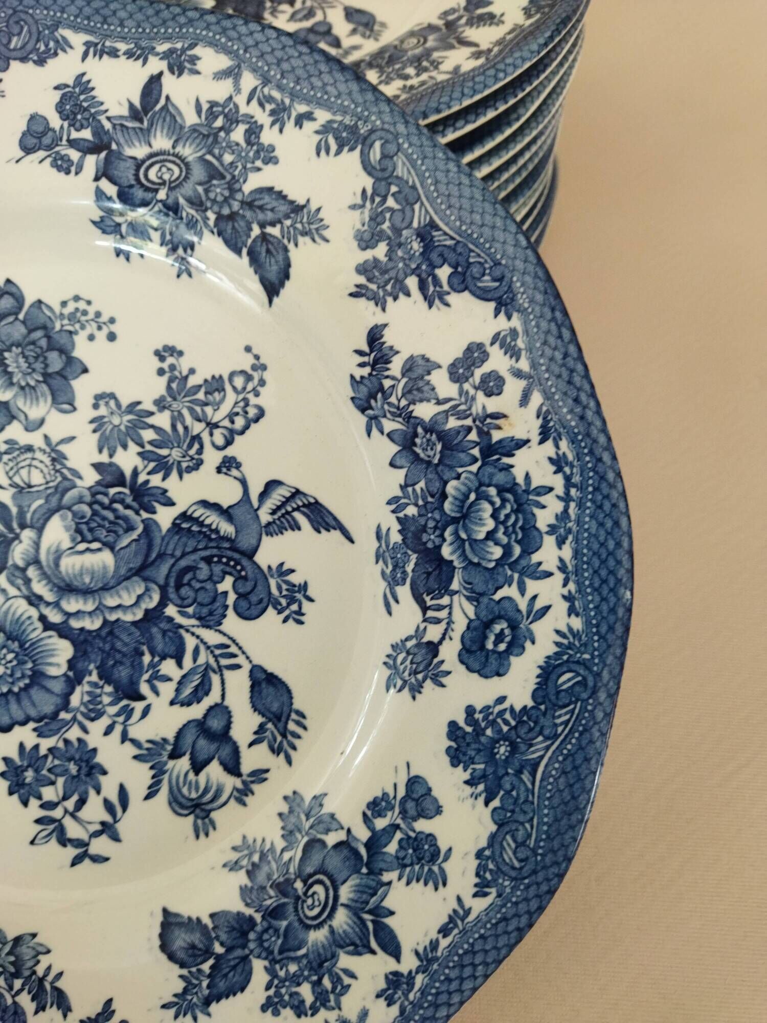 12 English dinner plates Enoch Wedgwood "Asiatic Pheasants"