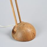 Turned wooden desk lamp, Swiss craftsmanship, circa 1970.