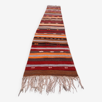 Old Turkish narrow Kilim Runner 410x63 cm shabby chic, vintage kelim