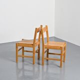 Pair of pine chairs, Maison Regain, France, circa 1970