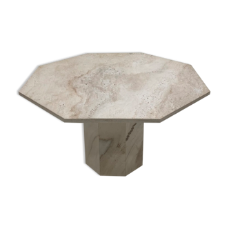 Octagonal travertine table