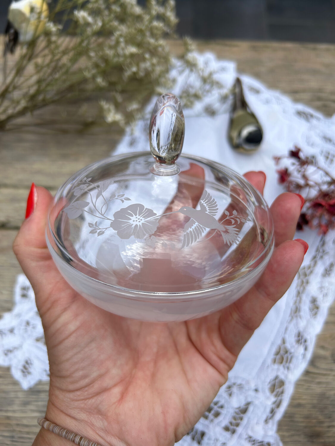 Crystal bonbonnière bird decoration