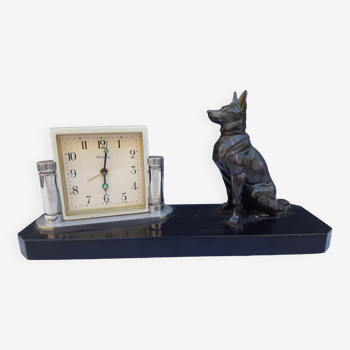 Blessing old alarm clock with dog decor in regulates west germany