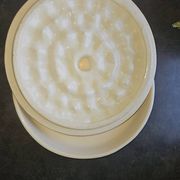 Vintage dessert plate in glazed ceramic with strawberry design, 1950s-1970s.