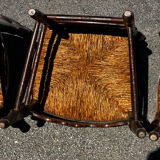 Set of 4 Louis XV straw chairs – solid wood – curved backrest