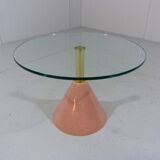 Italian Memphis style pink natural stone & glass side table 1980’s