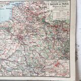 Vintage school map Bassin de Paris