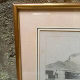 Antique engraving, Castle Square, Naples, Italy.