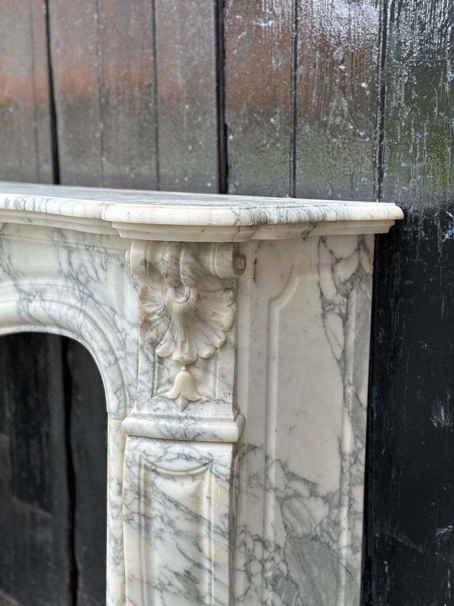 Louis XV style fireplace in arabescato marble circa 1880