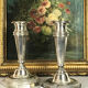 Pair of antique candlesticks in silver bronze louis XVI style
