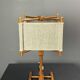 Midcentury Scandinavian pine table lamp with square fabric shade, 1970s