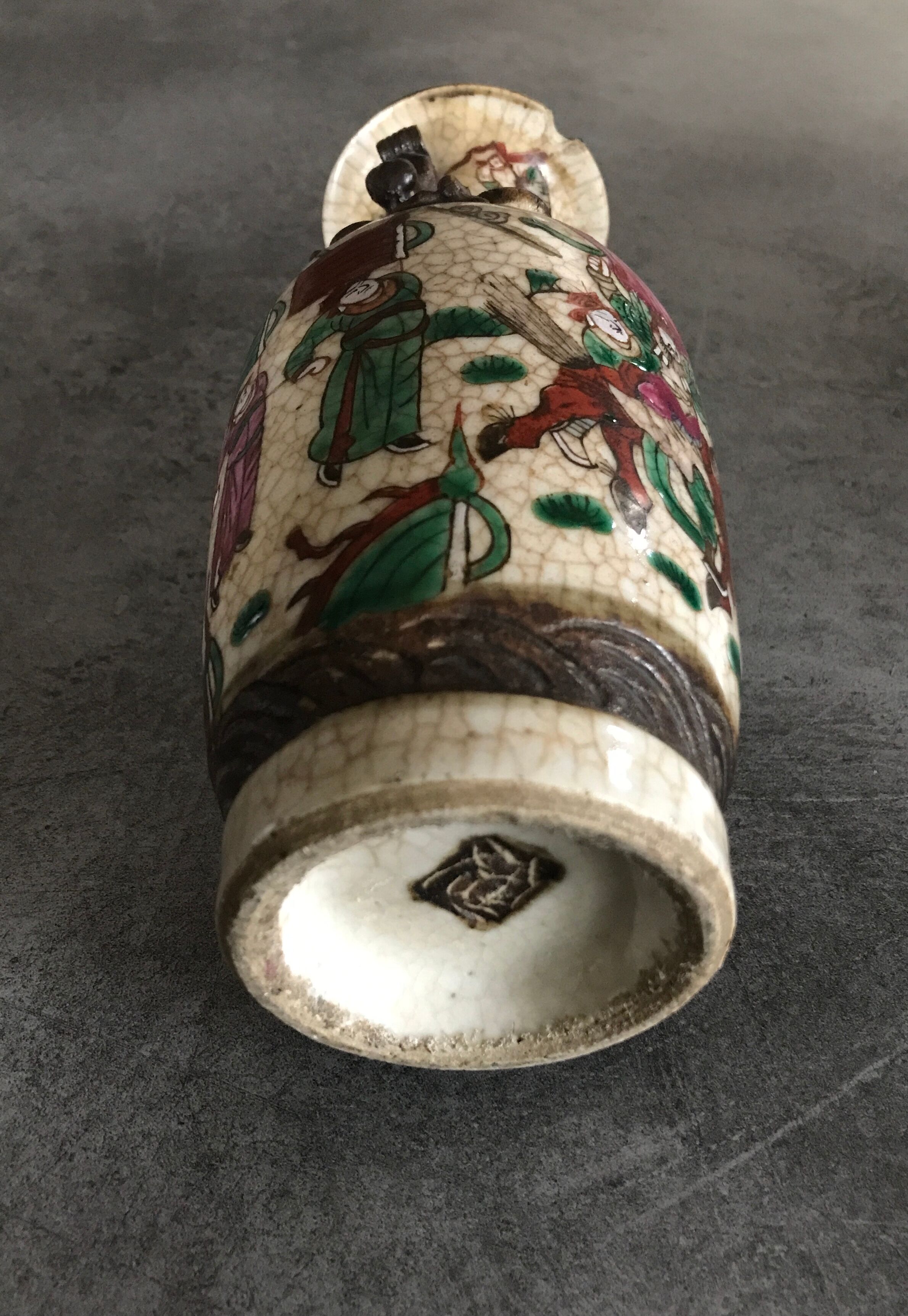 Vase ceramic canton of nanjing decoration of war scenes xixth