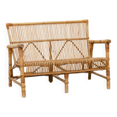 Banquette vintage en bambou et rotin des années 70