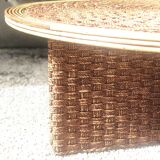 Table basse en corde tressée et rotin 1970