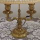 French Antique 2 Light Bronze Boulotte Table Lamp With Cream Pleated Shade