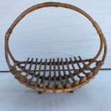 Panier deco paniette en rotin osier tressé et anse vintage