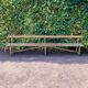 Old wooden church bench with backrest - 3 metres -