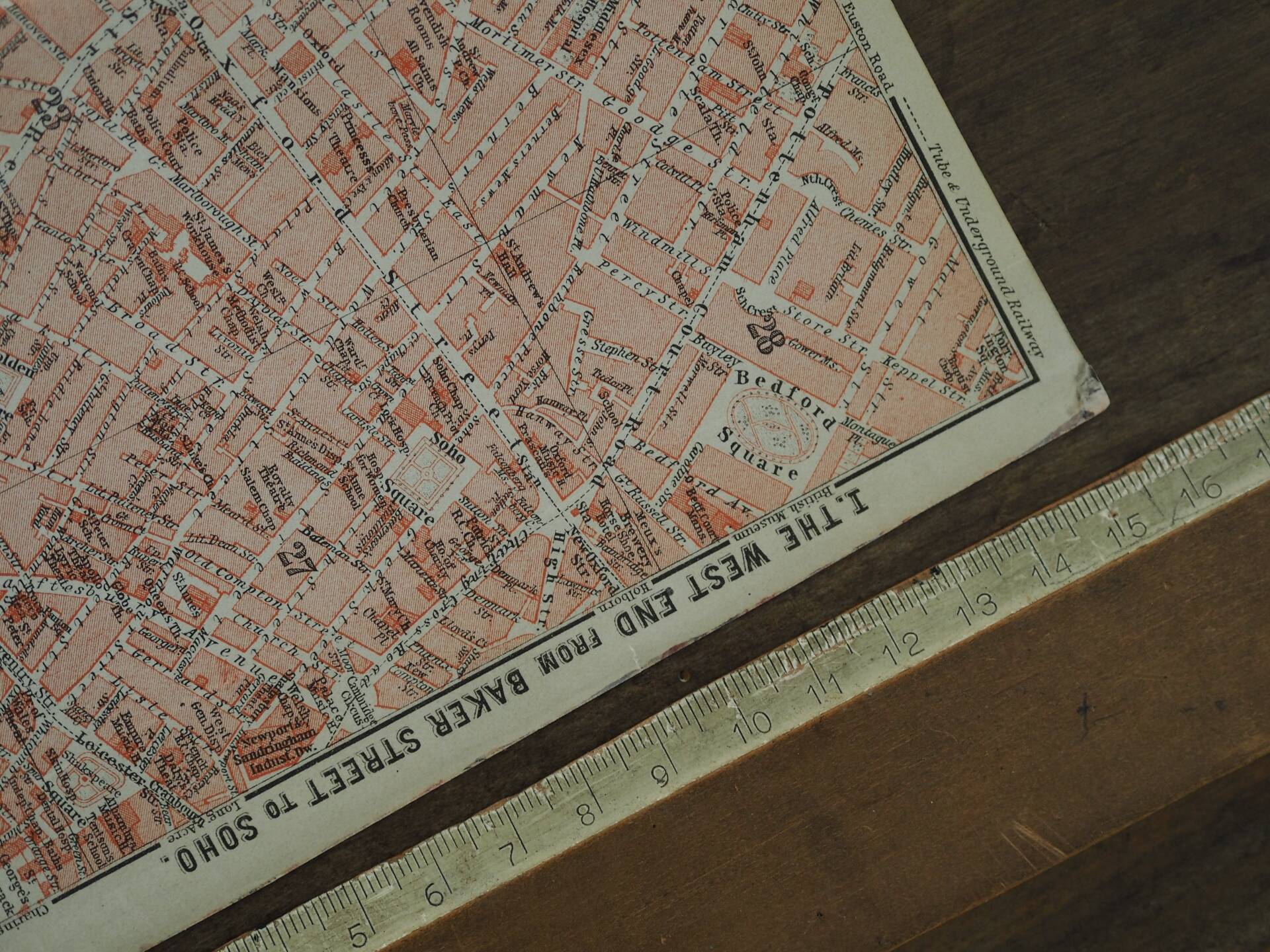 Old map London West End, UK - 1913 | Vintage wall decoration