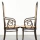 Ensemble de 2 chaises vintage originales design Thonet modèle Long John avec accoudoirs.