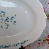 Grand Plat Oval Arcopal Veronica Myosotis Blue Flowers Opaline Vintage Retro