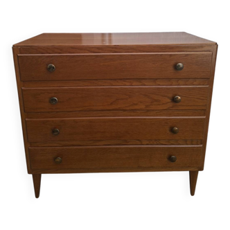 Vintage chest of drawers with tapered legs, 1950s design, 4 drawers.