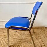 Metal and blue imitation leather chair 1970