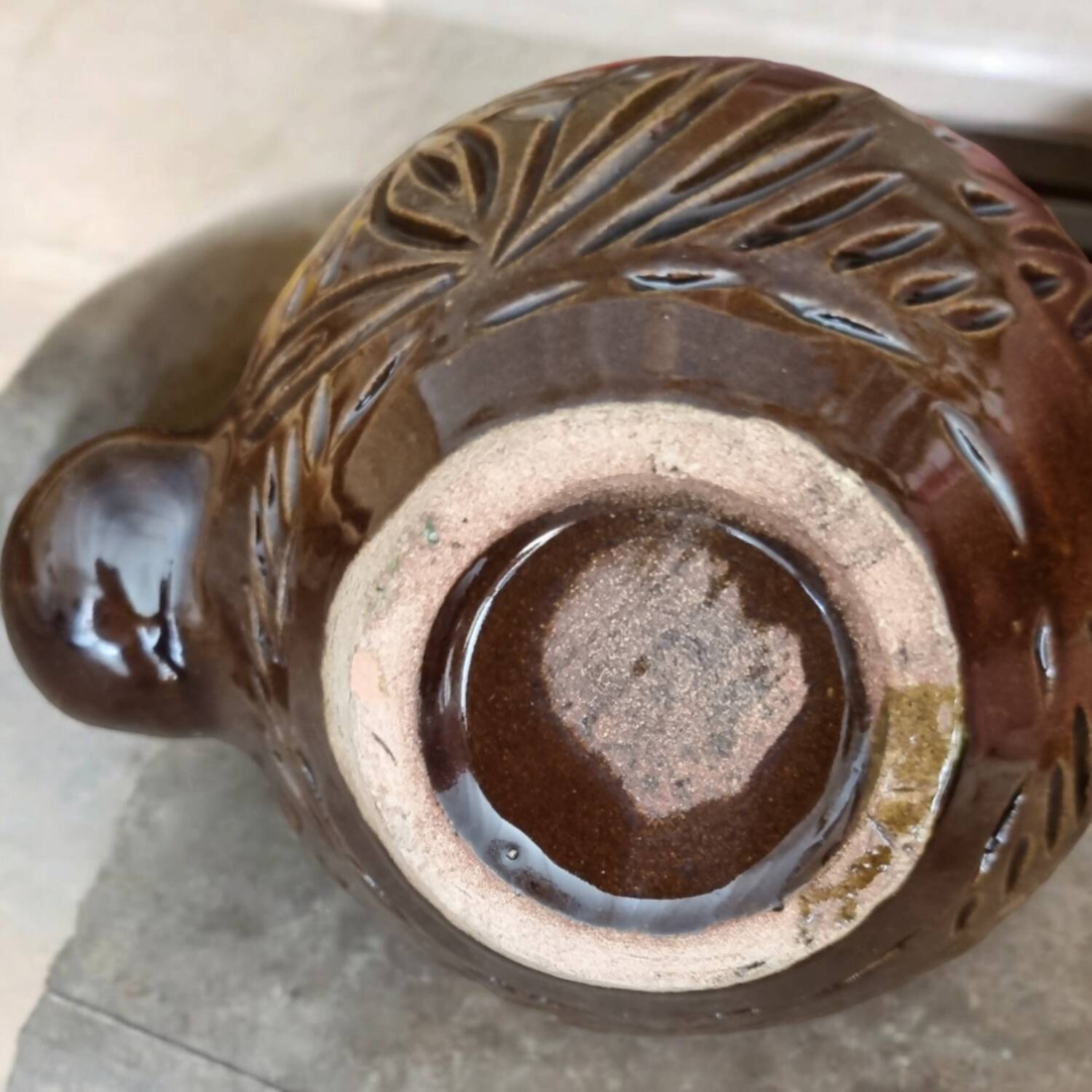 Brown glazed terracotta coffee service