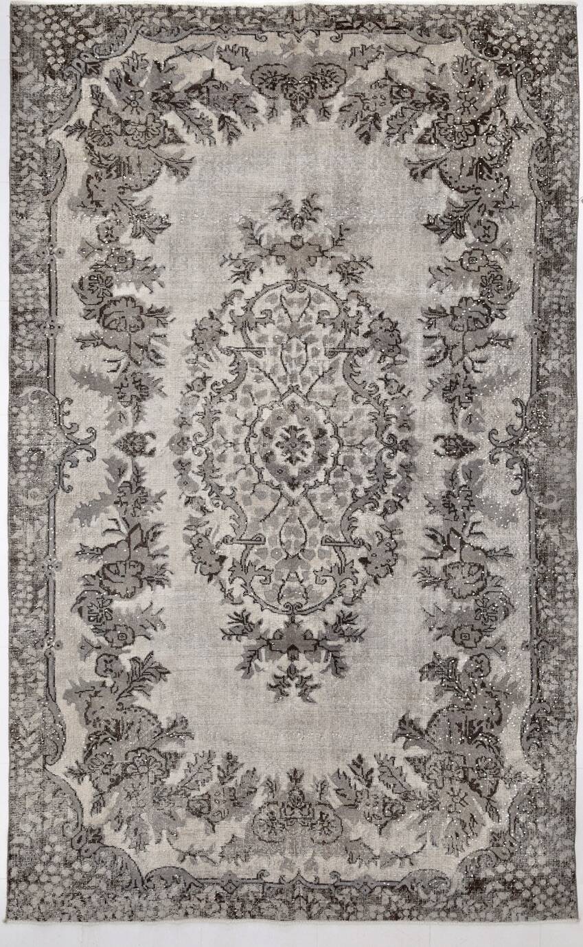 Gray & Black Oriental Vintage Rug, 220x317Cm