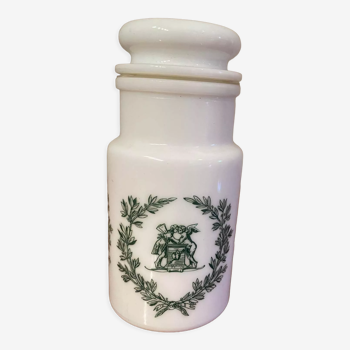 Vintage apothecary pharmacy jar in arcopal