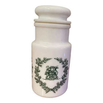 Vintage apothecary pharmacy jar in arcopal