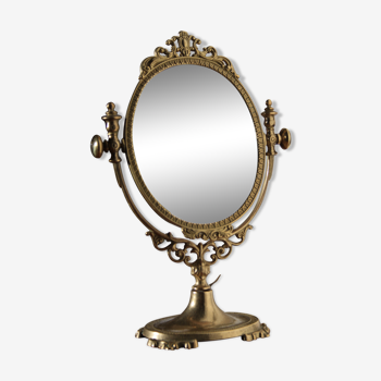 Table psyche Golden brass mirror, 18x27cm