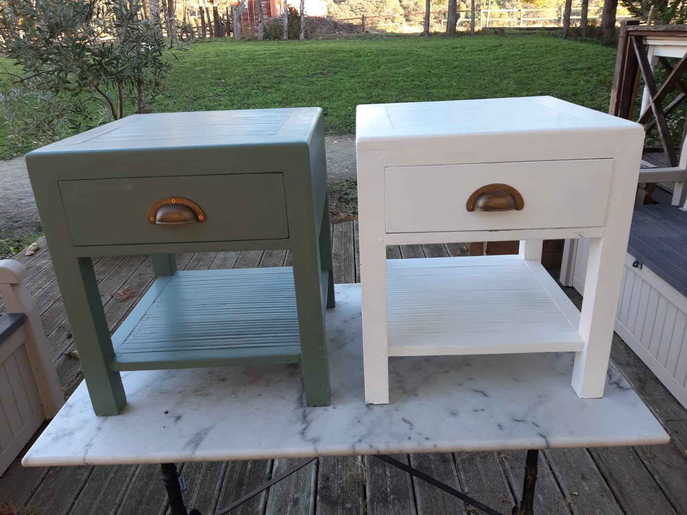 Wooden bedside table