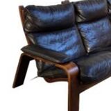 Vintage Scandinavian sofa in black leather