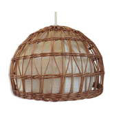 Suspension en rotin et tissu années 60/70