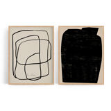 Pair of giclee prints. Abstract wall art set of two, 50x70