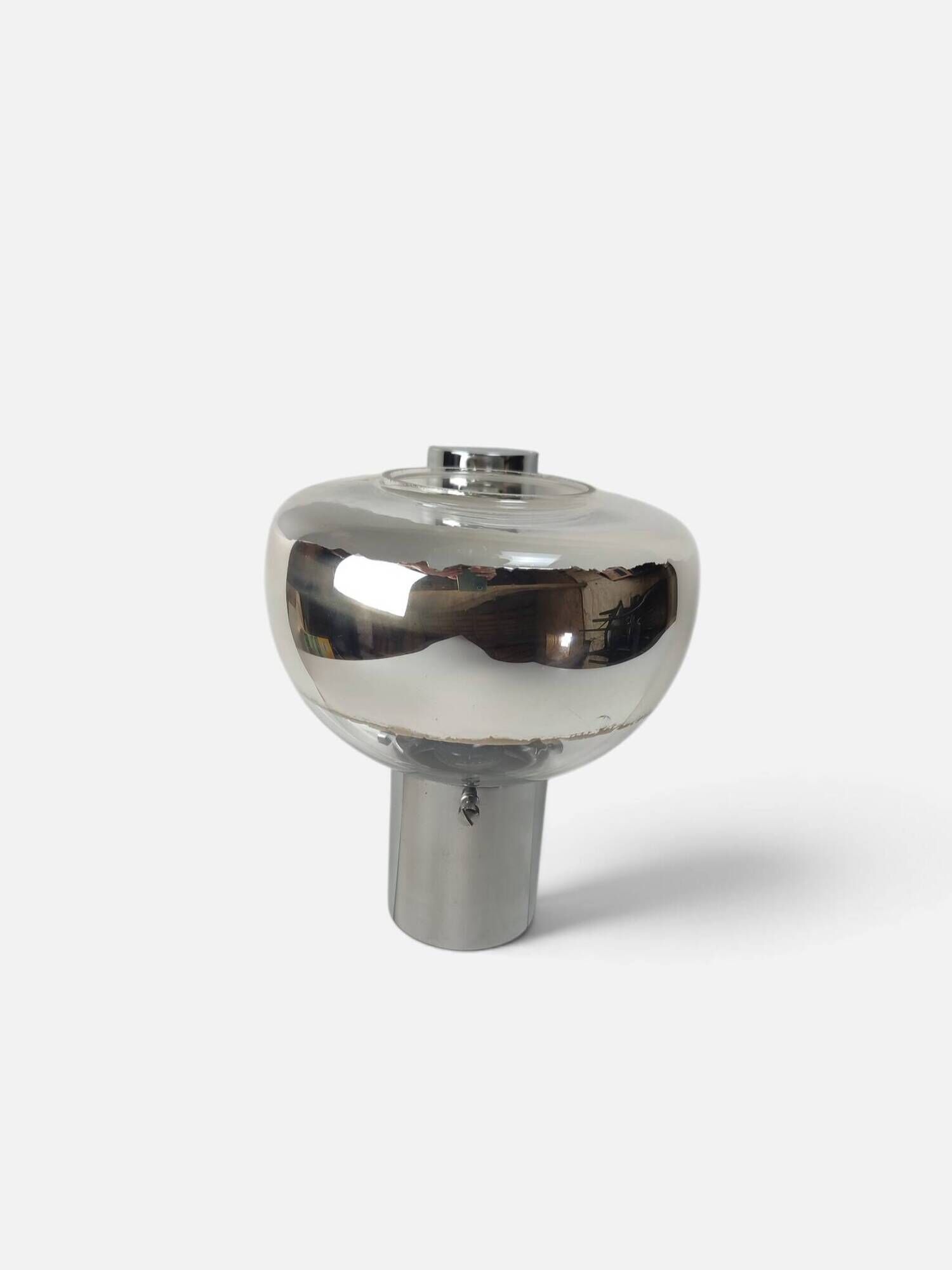 Space Age wall light in chrome with glass globe – 1970s