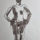 Dessin original à l’encre et lavis, encadrée, 38 x 44 cm