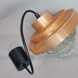 MidCentury Modern clear glass and copper colored aluminium hanging lamp, 1960s